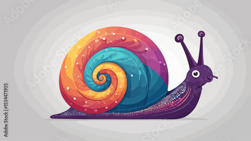 A snail with a colorful spiral shell