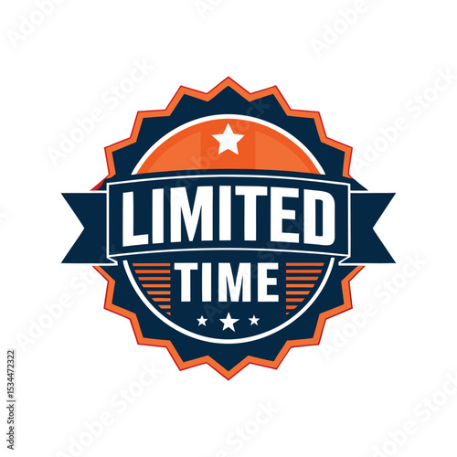 Limited Time Badge Vector Illustration – Special Offer Label, Sale Promotion, Urgent Deal, Discount Event Art

