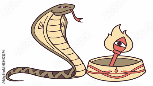 Happy Nag Panchami with Cobra, Shiva Lingam and Diya Lamp – Generative AI