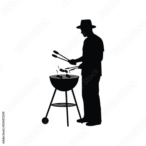BBQ Vector Silhouette Illustration – Barbecue Grill Design, Outdoor Cooking, Picnic Party, Summer Food Art

