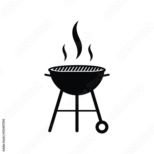 BBQ Vector Silhouette Illustration – Barbecue Grill Design, Outdoor Cooking, Picnic Party, Summer Food Art

