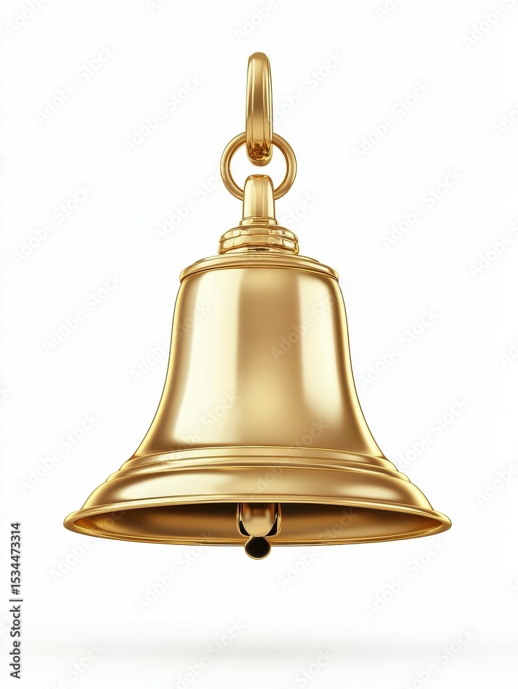 Shiny Gold Electric Bell Isolated on White Background Shiny Gold Electric Bell Isolated on White Background