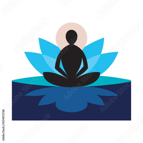 Meditation Lotus On Water Reflection