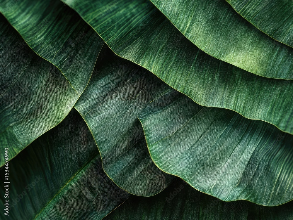 Obraz premium Close-up of overlapping tropical leaves