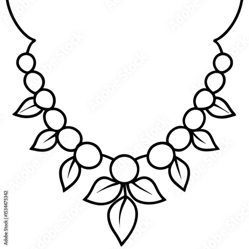 Elegant Vine Necklace Line Art
