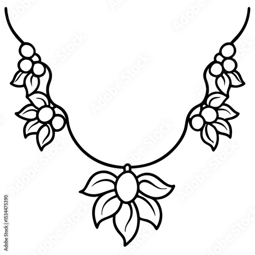 Elegant Vine Necklace Line Art