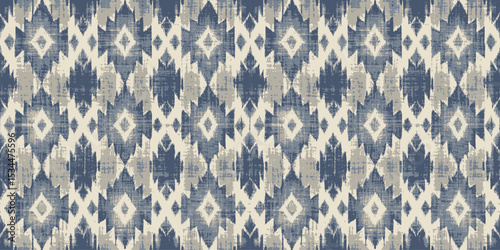 Elegant blue and cream abstract geometric pattern.
