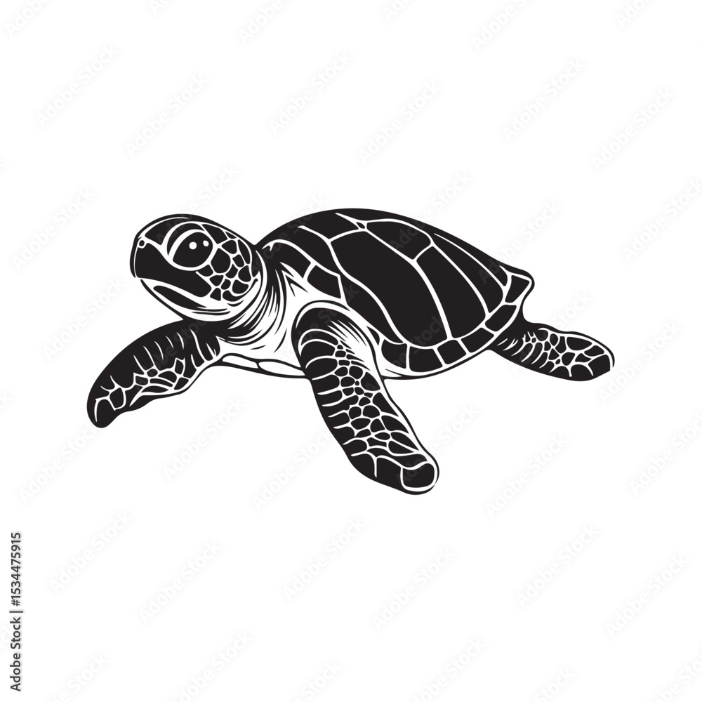 Fototapeta premium silhouette vector turtle logo design illustration, turtle logo icon silhouette, swimming turtle logo design, turtle animal silhouette vector, silhouette of turtle design on white background.