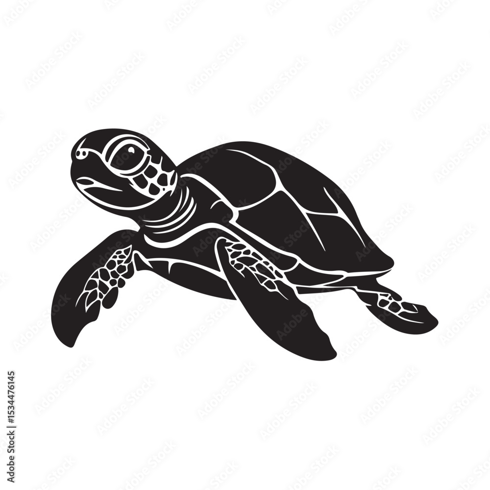 Fototapeta premium silhouette vector turtle logo design illustration, turtle logo icon silhouette, swimming turtle logo design, turtle animal silhouette vector, silhouette of turtle design on white background.