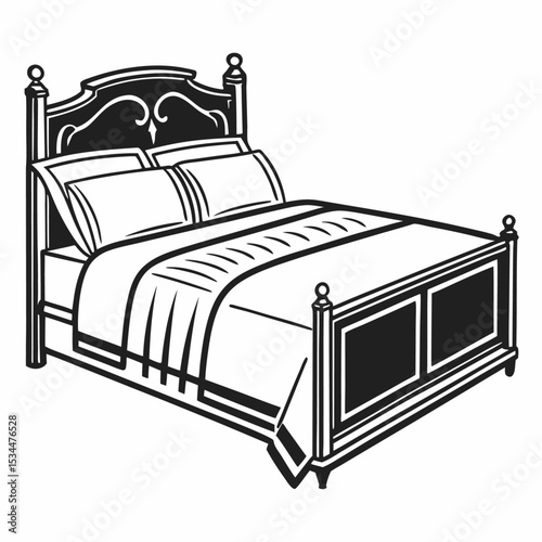Comfortable bed with pillows in a luxury hotel room interior