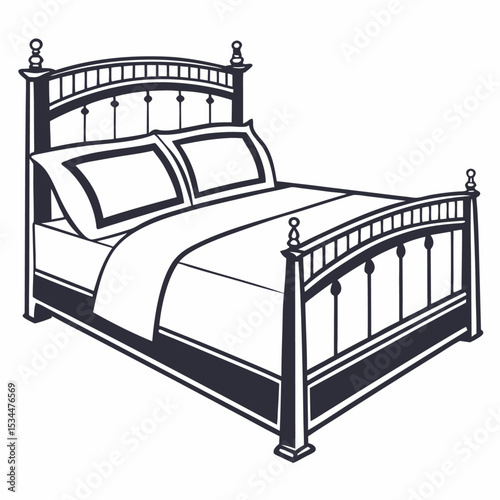 A comfortable double bed with pillows in a luxury hotel bedroom interior features soft bedding, a stylish headboard, and a modern lamp