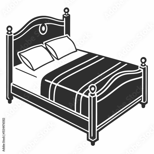 Luxurious hotel bedroom interior with a comfortable bed, soft pillows, and elegant furniture for a restful sleep