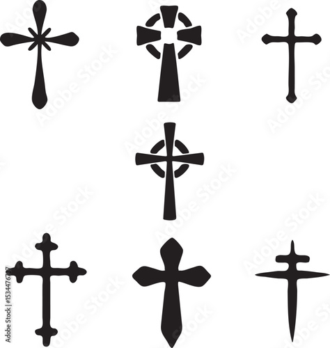 CHRISTIAN CROSS SYMBOL COLLECTION VECTOR SET