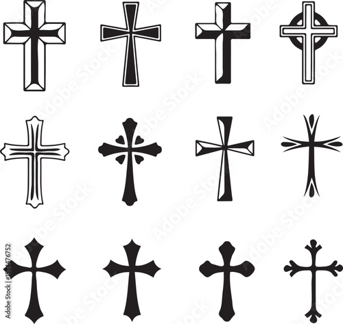 CHRISTIAN CROSS SYMBOL COLLECTION VECTOR SET
