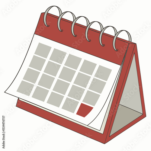 Isolated desktop calendar with a monthly business plan design on a white background