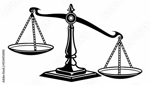Golden scales of justice, a legal symbol, represent the balance of law and equality in court