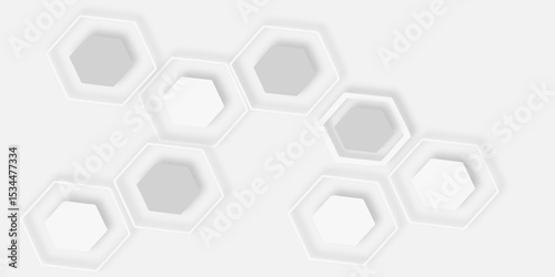 pattern of multiple overlapping hexagonal shapes and soft shadows white background.