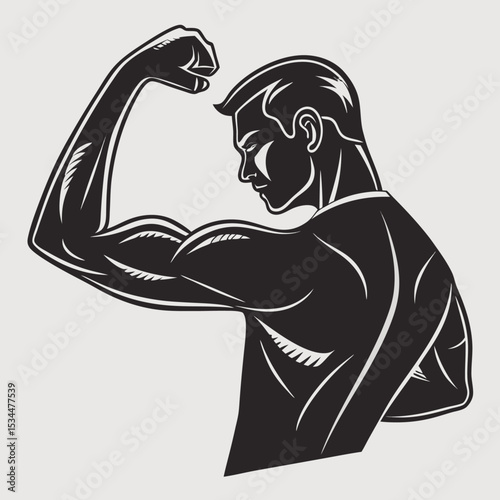 Vector illustration drawing sketch of a muscle man boxer and people