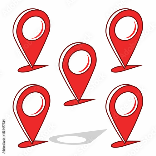A set of vector map pointers, icons, and location pins for navigation and web interface design