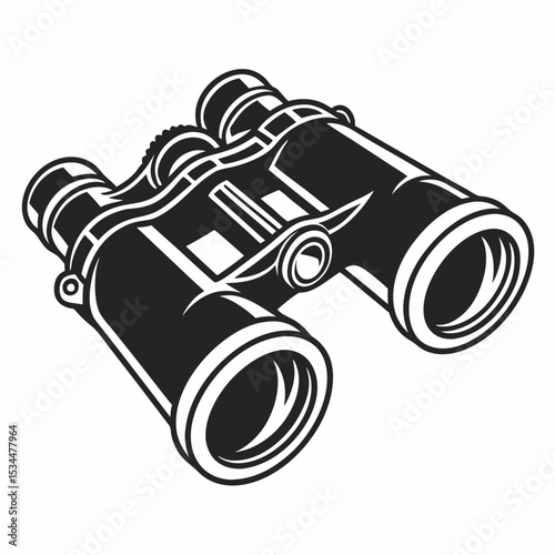 Old opera glasses or binoculars with a black lens are isolated on a white background, perfect for a vintage optical discovery