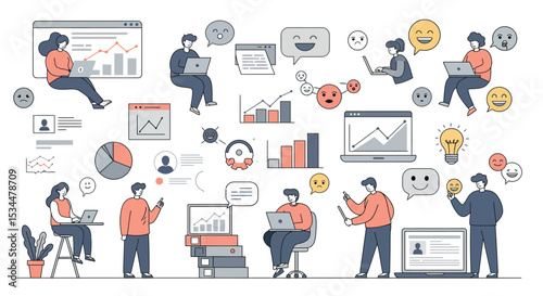 Diverse team celebrating success with high fives vector illustration