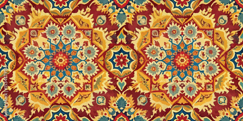 Vibrant floral pattern featuring intricate details in rich hues.