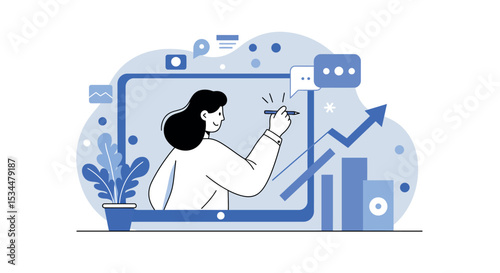 Ambitious team climbing steps towards visionary success in business strategy concept vector illustration