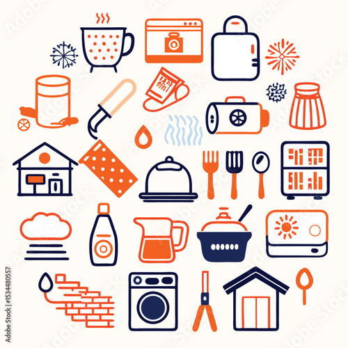Kitchen tools icon set vector art 