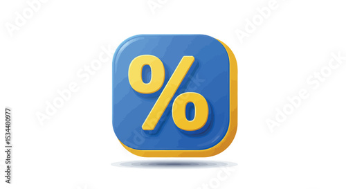Blue and yellow percentage symbol icon on white background vector illustration