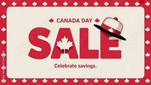 Happy Canada Day sale banner. Poster for Independence Day Canada with Canadian flag, maple leaves,. advertising, a flyer for a special discount offer. Vector, created with generative ai