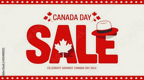 Happy Canada Day sale banner. Poster for Independence Day Canada with Canadian flag, maple leaves,. advertising, a flyer for a special discount offer. Vector, created with generative ai