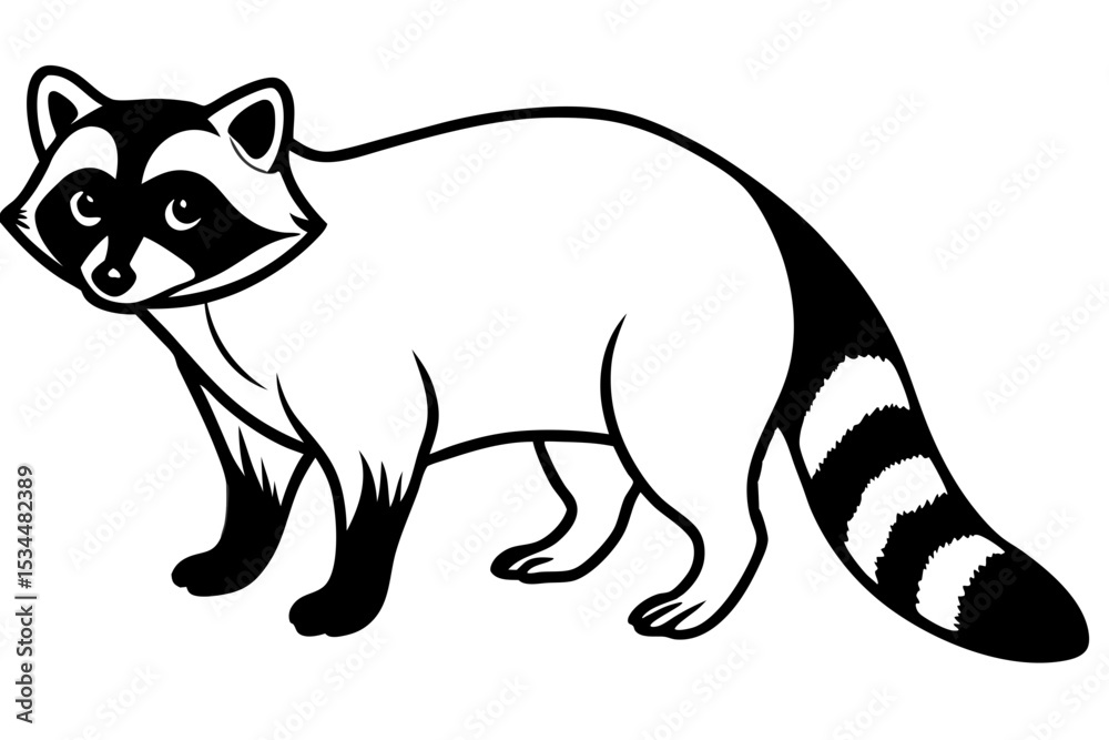 Obraz premium Raccoon vector illustration and white background