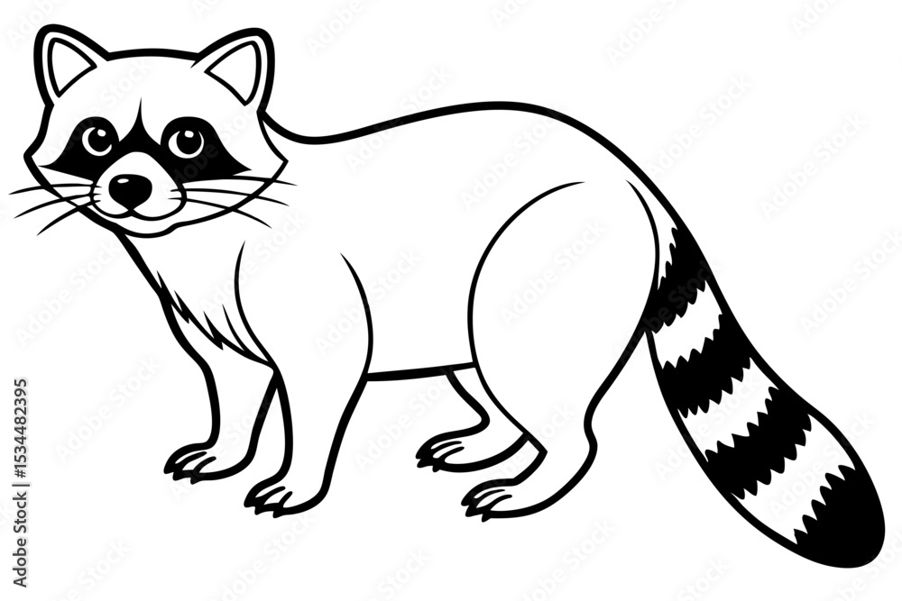 Raccoon vector illustration and white background Raccoon vector illustration and white background