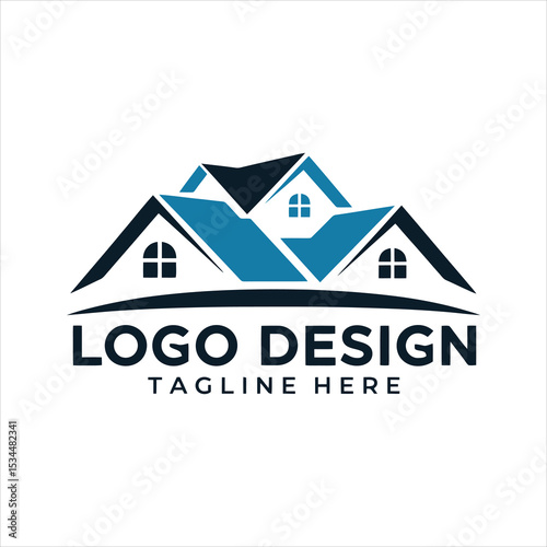 Clean Real Estate Logo for Home Builders and Investment Agencies
