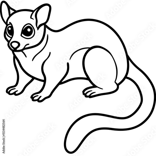 Minimalist Sugar Glider Line Art Illustration