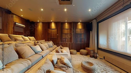 Luxurious home theater with layered seating footage