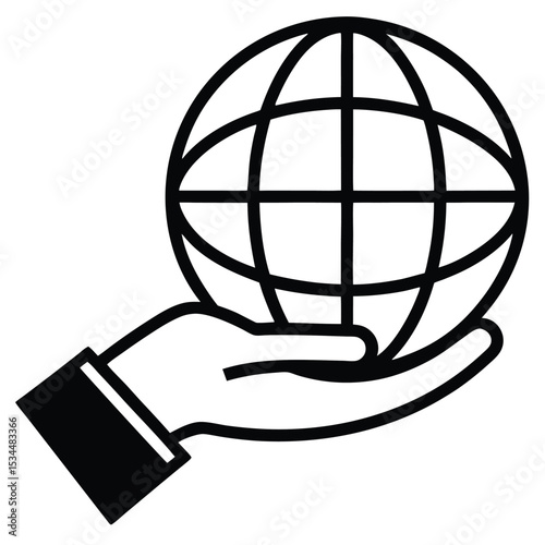 Global Connection Hand Holding World Icon