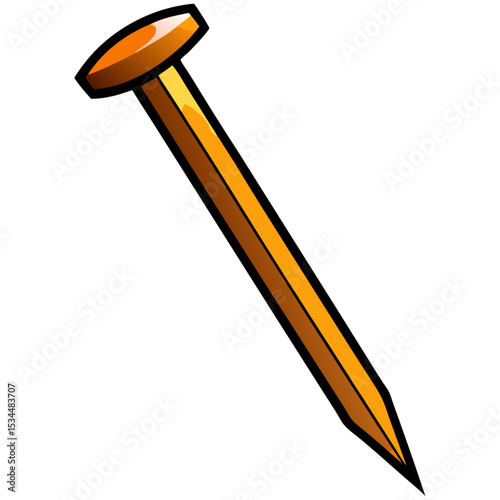 Flat Metal Nail Hardware Vector Illustration Icon
