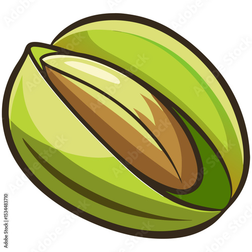 Flat Cartoon Pistachio Nut Vector Icon Illustration

