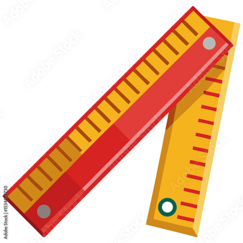 Flat Folding Ruler Measurement Tool Vector Icon
