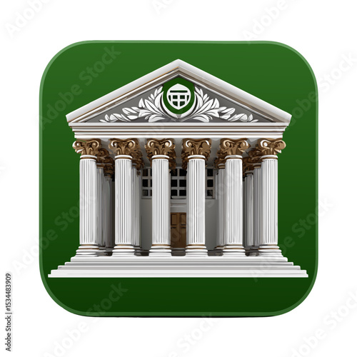 Bank building icon with classic columns stock vector