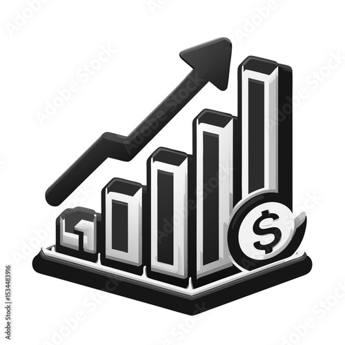 Bar chart growth icon flat design stock vector