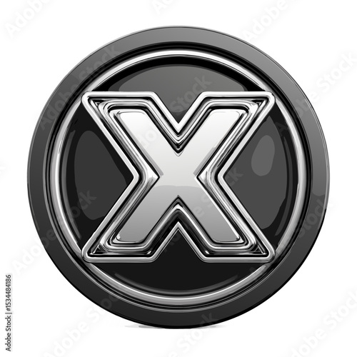 Bold x icon in circular frame stock vector