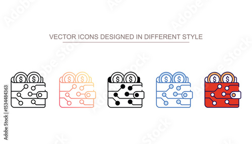 Cryptocurrency Wallet icon design with white background stock illustration
