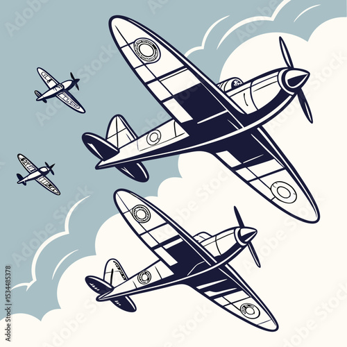 Patriotic Vintage Aircraft in Flight