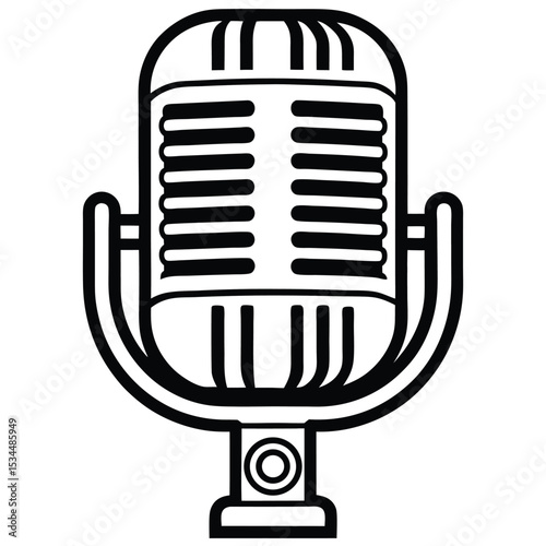 Vintage Microphone Illustration Retro Audio Recording Equipment Design