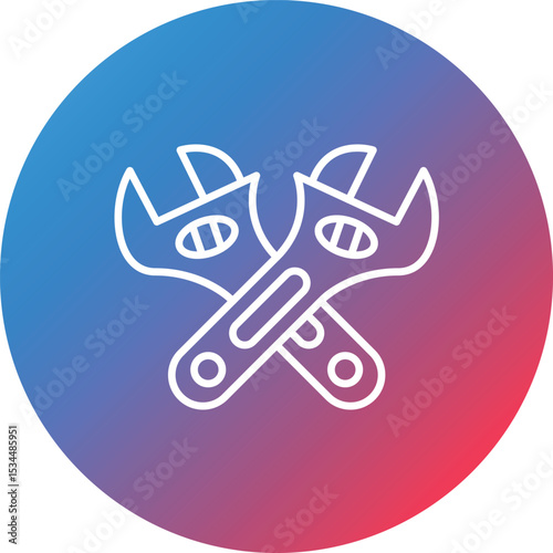 Cross Wrench Line Gradient Circle Background Icon