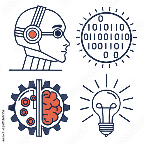 Futuristic Illustration of AI, Robotics, and the Human Brain