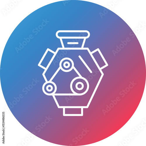 Engine Line Gradient Circle Background Icon