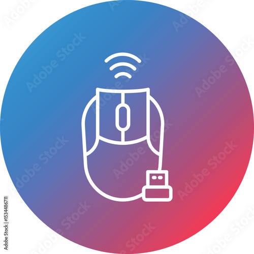 Wireless Mouse Line Gradient Circle Background Icon